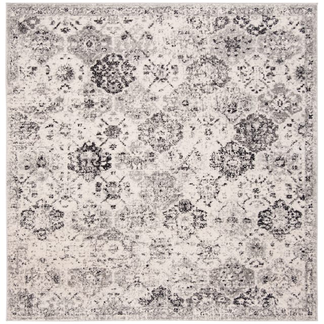 SAFAVIEH Madison Avery Boho Chic Distressed Area Rug - 11' x 11' Square - Silver/Grey