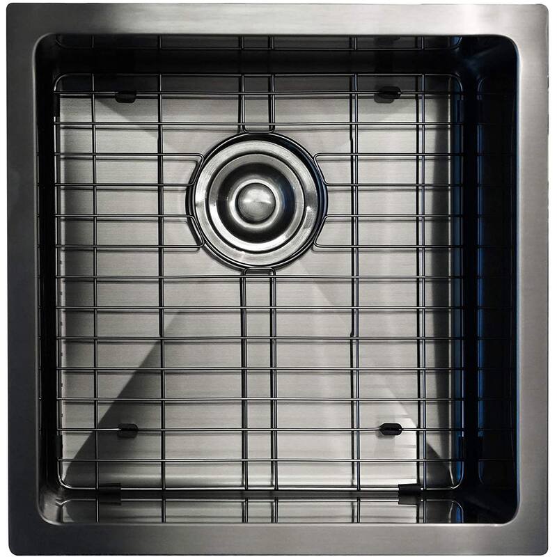 1717 17 Inch Under-mount Stainless Steel Single Bowl Kitchen Sink - Black
