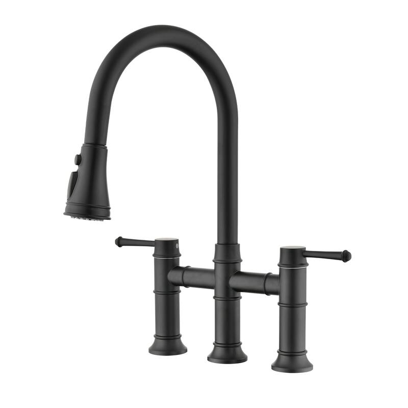 PROOX Traditional Kitchen Bridge Faucet Pulldown Sprayer