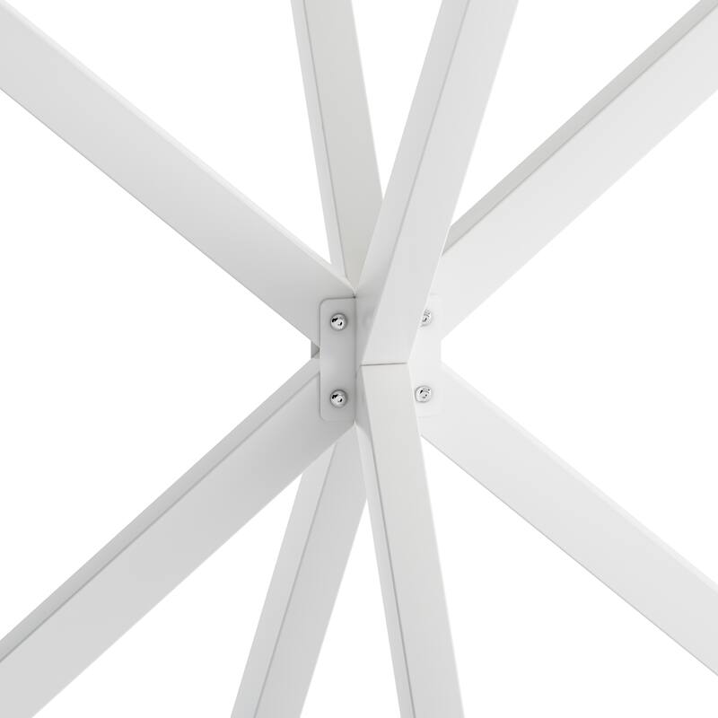 Modern Cross Leg Round Dining Table with Matte Finish Iron Legs