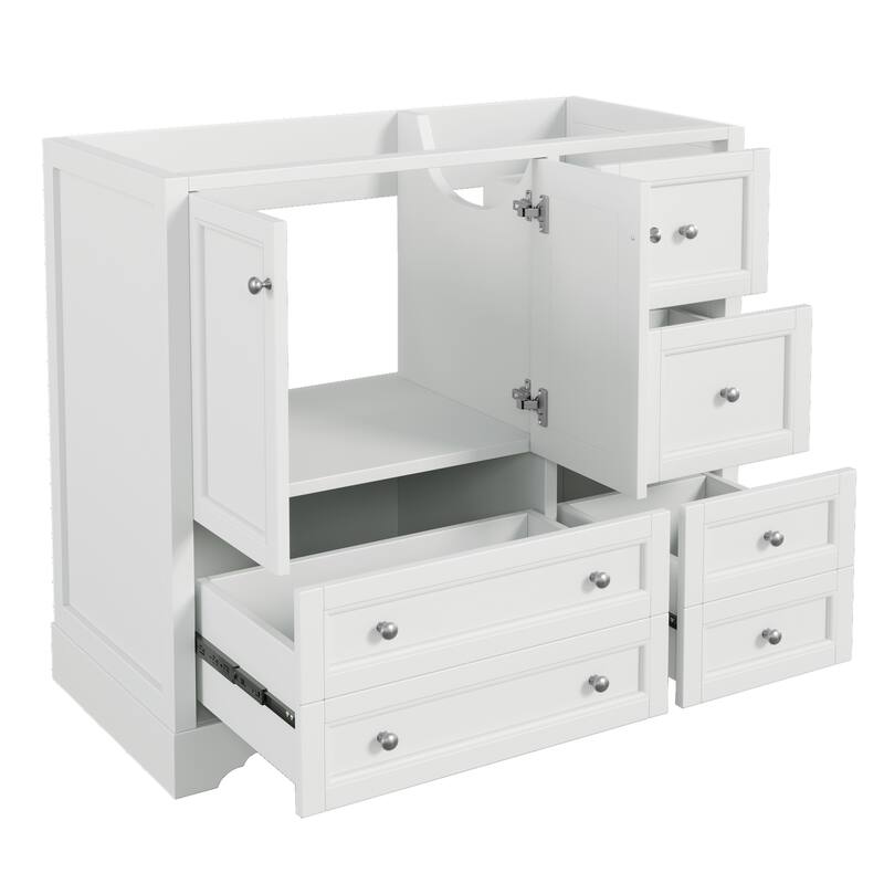 36inch Bathroom Vanity without Sink,Solid Wood Freestanding Bathroom Vanities with 4 Storage Drawers and Shelf