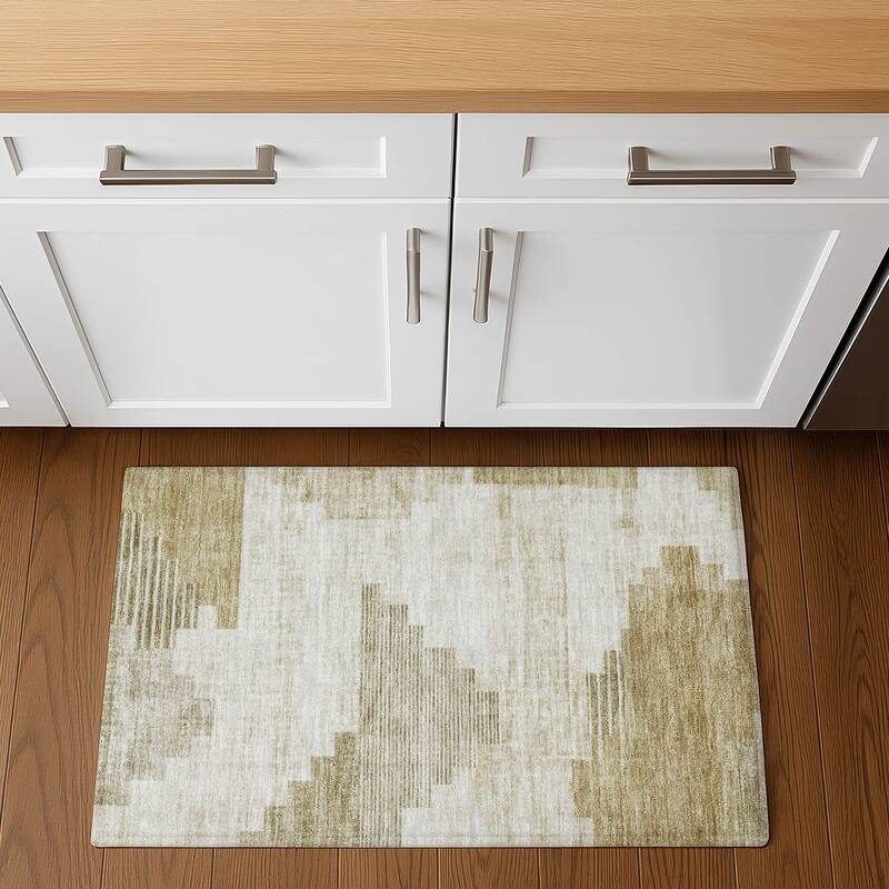 Premium Washable Super Soft Geo Global Mayfield Rug - 1'8" x 2'6" - Beige