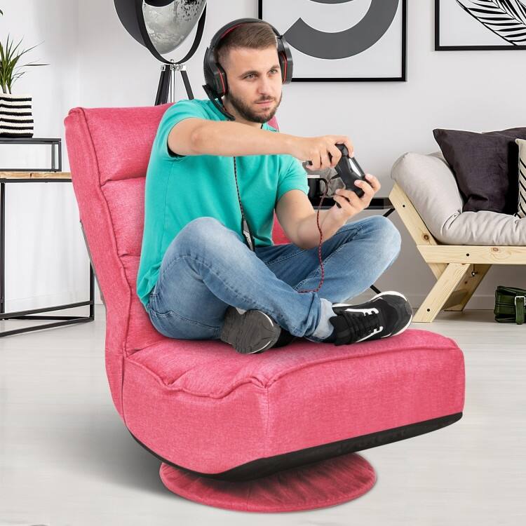 360-Degree Swivel Floor Chair with Foldable Design and Adjustable Backrest