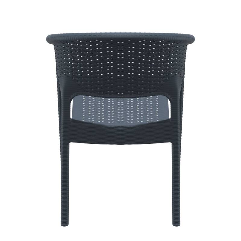 32" Gray Wickerlook Patio Stackable Dining Arm Chair