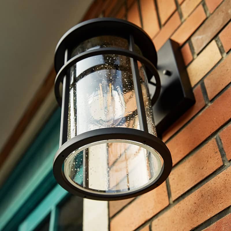 1 Light Matte Black Lantern Outdoor Wall Sconce - Matte Black