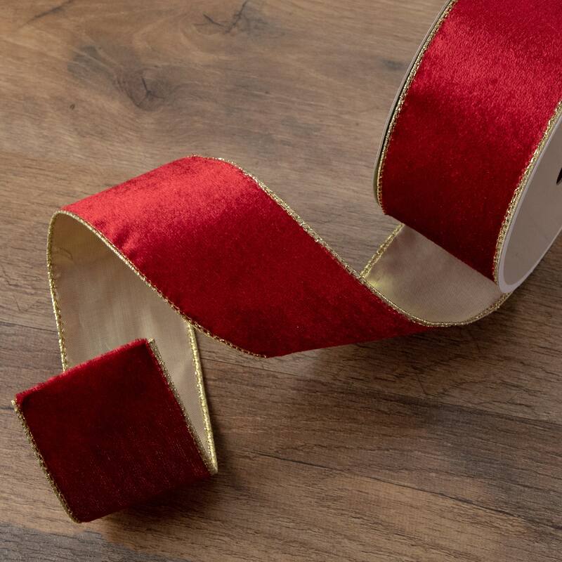 Pack of 12 Solid Bright Red Wired Christmas Craft Ribbon Spools - 2.5" x 120 Yards