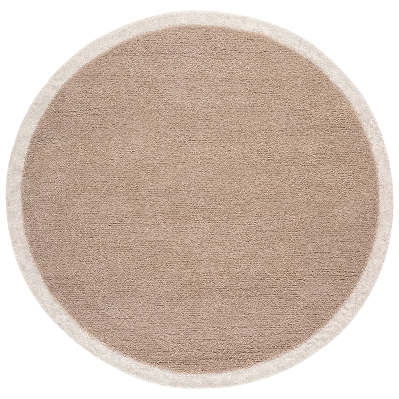 SAFAVIEH Handmade Metro Kleanthi Border Wool Rug - 6' Round - Beige/Ivory