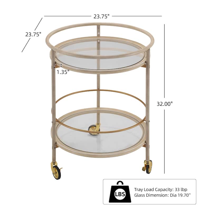 Christopher Knight Home - Aurelia Modern Round Bar Cart with Tempered Glass Shelves