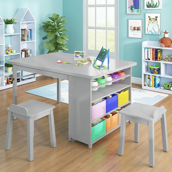 Mixoy Kids Table and Chair Set Child Crafting table with Paper Roller and Removable Storage Box Art Storage for Kids Reading On Sale Bed Bath Beyond 38260159