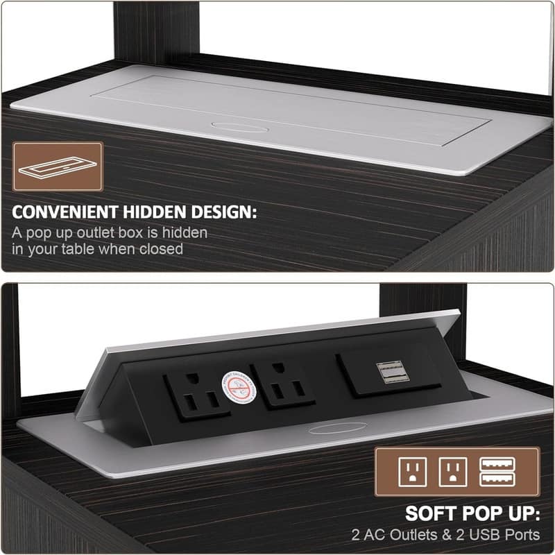 End Table with Hidden Charging Station - 23.6"D x 14"W x 23.6"H