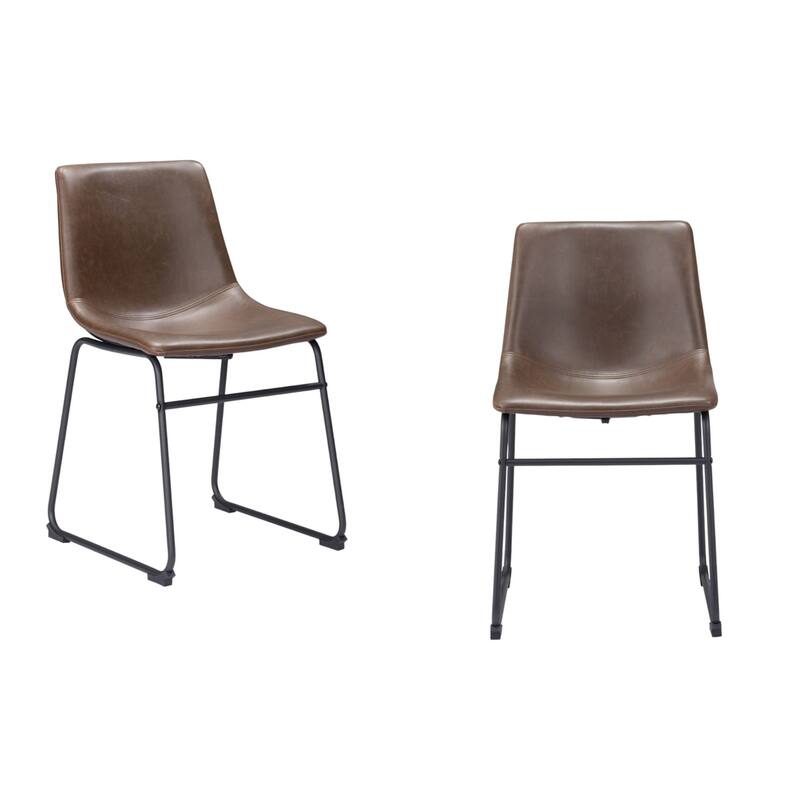 HomeRoots Set of Two Espresso And Black Upholstered Faux Leather Dining Side Chairs - 18.7