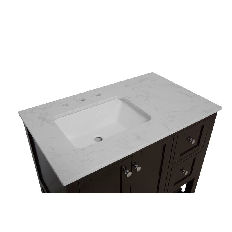 KitchenBathCollection Lakeshore 36" Bathroom Vanity with Engineered Carrara Top