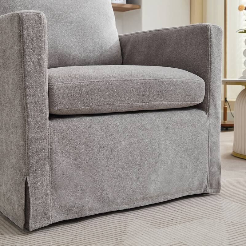 29.92" Chenille Swivel Accent Chair with Removable Cushion