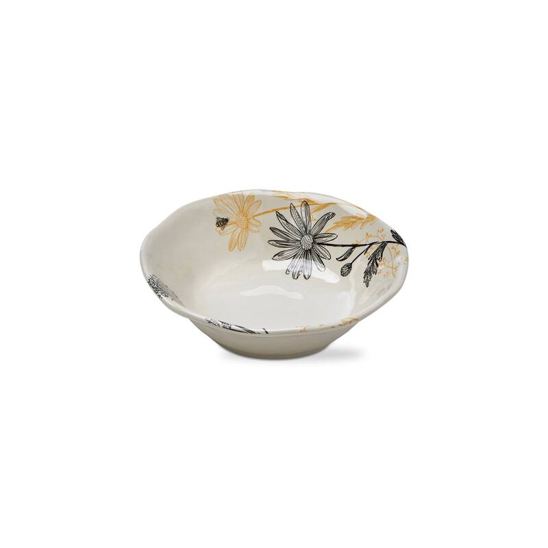 16 oz. 7 in. Let It Bee Flower and Vine Bamboo Melamine Plastic Dinnerware Bowls Set of 4 Dishwasher Safe Indoor Outdoor