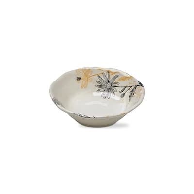 16 oz. 7 in. Let It Bee Flower and Vine Bamboo Melamine Plastic Dinnerware Bowls Set of 4 Dishwasher Safe Indoor Outdoor