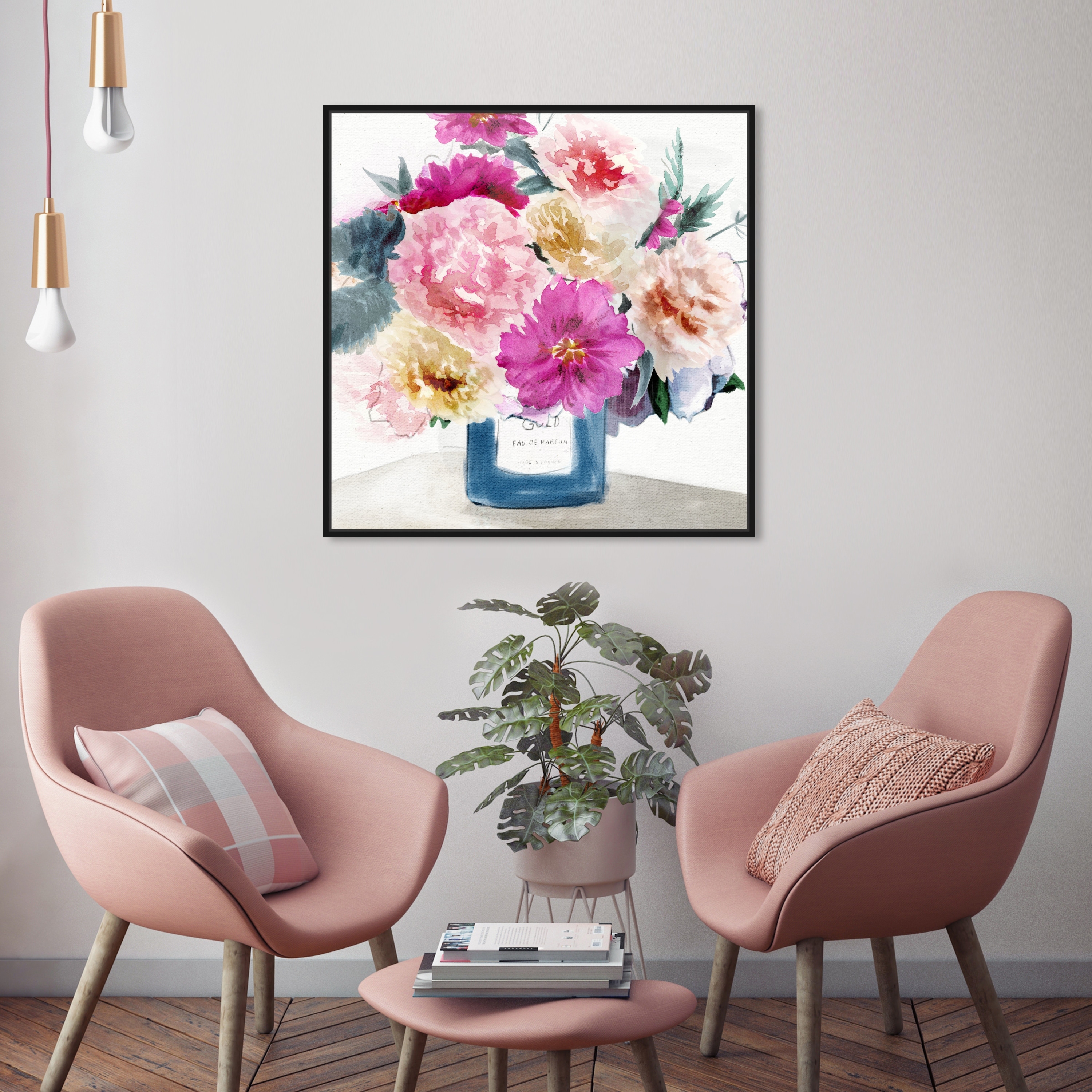 Oliver Gal undefinedColorful Flowers Springundefined Floral and Botanical Wall  Art Framed Canvas Print Florals Pink, Blue 32480867