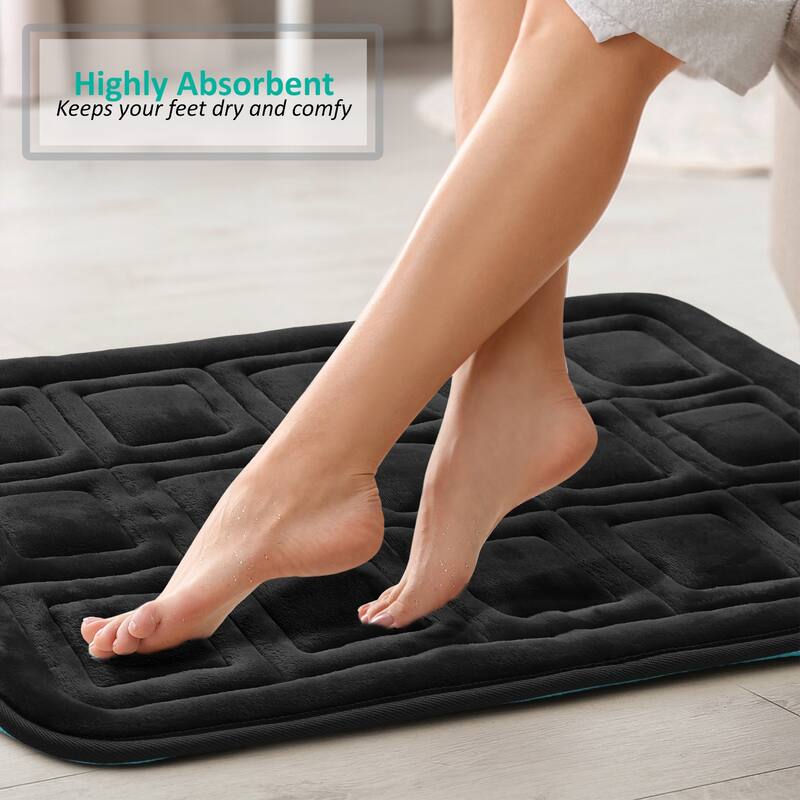 Clara Clark Ultra Soft Non Slip and Absorbent Bath Rug - Waffled Velvet Memory Foam Bath Mat