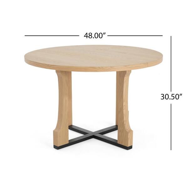 48 Inch Round Dining Table Natural Ash Solid Wood MDF Farmhouse ...