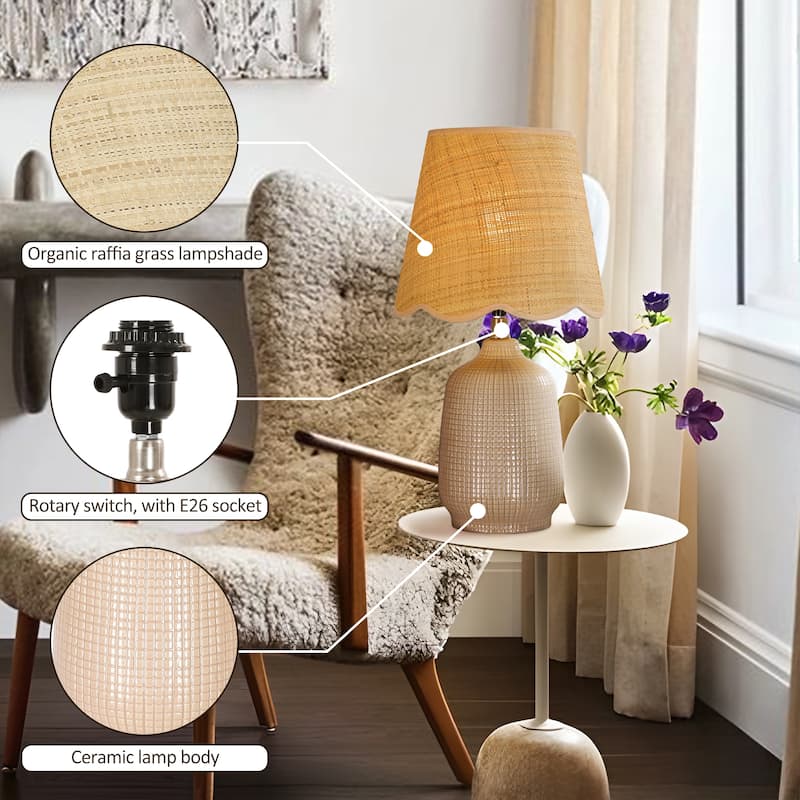 Traditional Ceramic Woven Table Lamp for Living Room