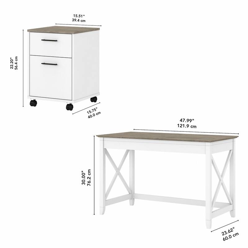 Key West 48W Writing Desk with Mobile File Cabinet by Bush Furniture