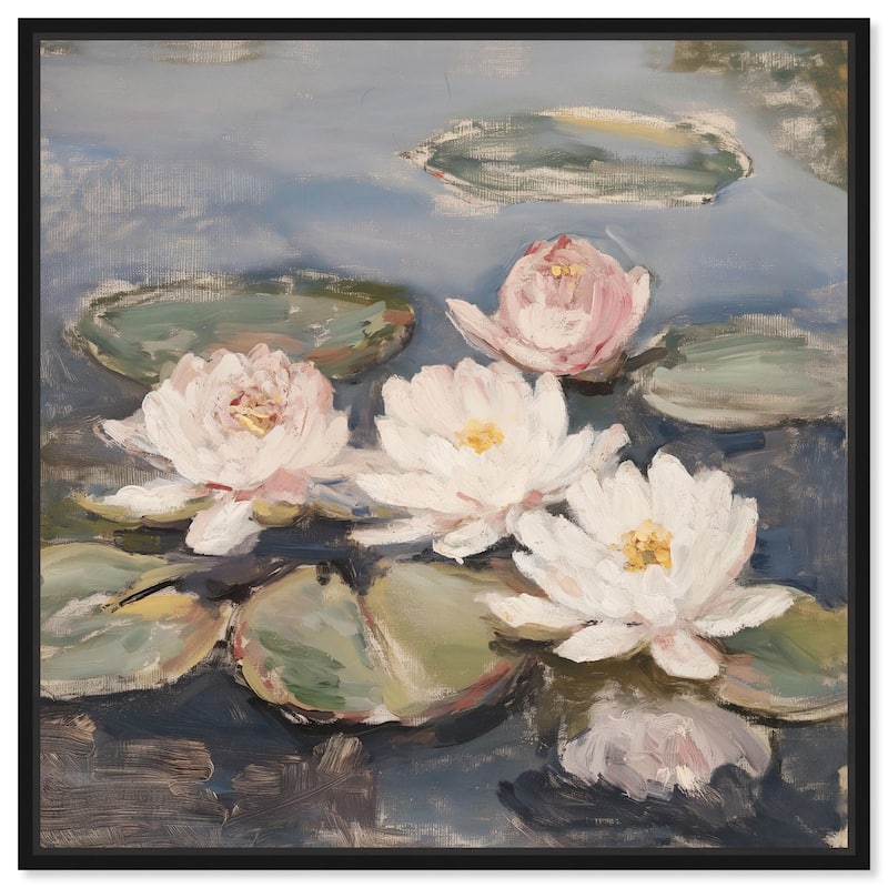 Water Lilies Canvas by Art Remedy - Black - 20" x 20"