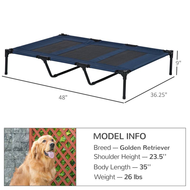48" x 36" Breathable Elevated Dog Bed Portable Pet Cot,Raised Pet Bed w/ Carry Bag Metal Frame Breathable Mesh