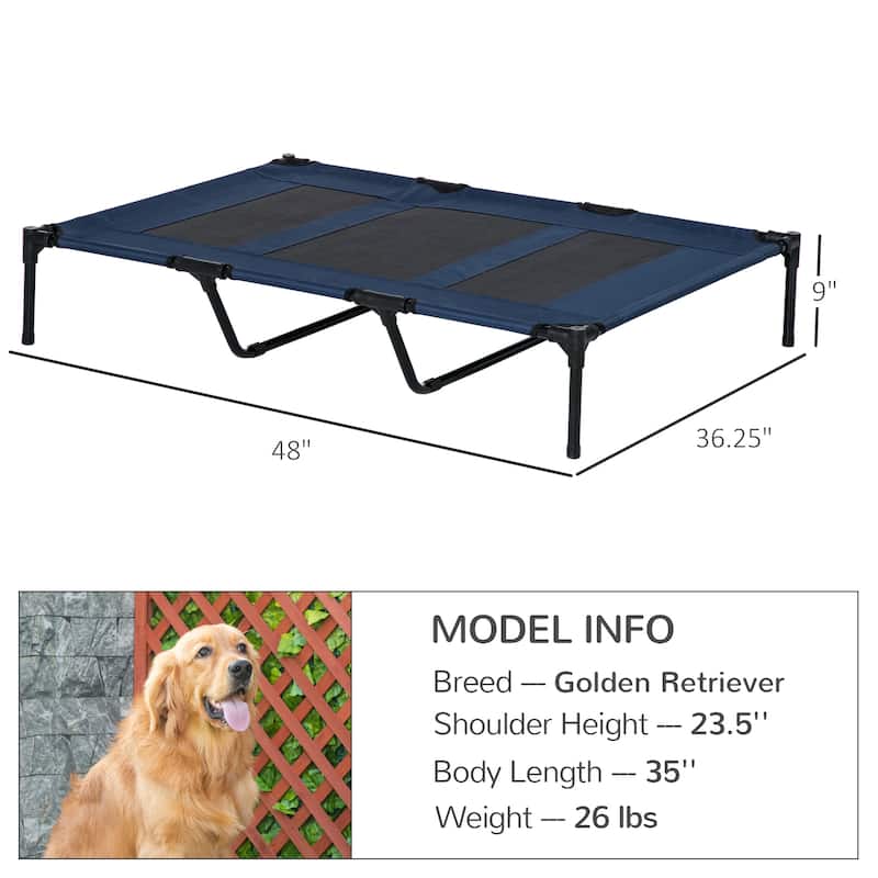 Pawhut Elevated Cooling Mesh Dog Bed Cot - 48" x 36.25" x 9"