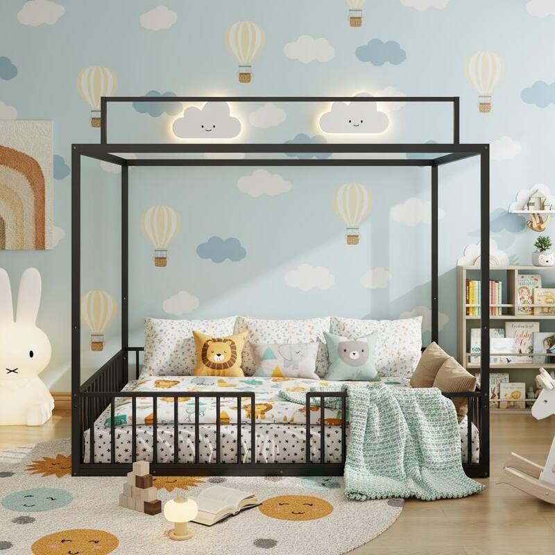 3-in-1 Convertible Montessori Metal Floor Bed by Harper&Bright Designs