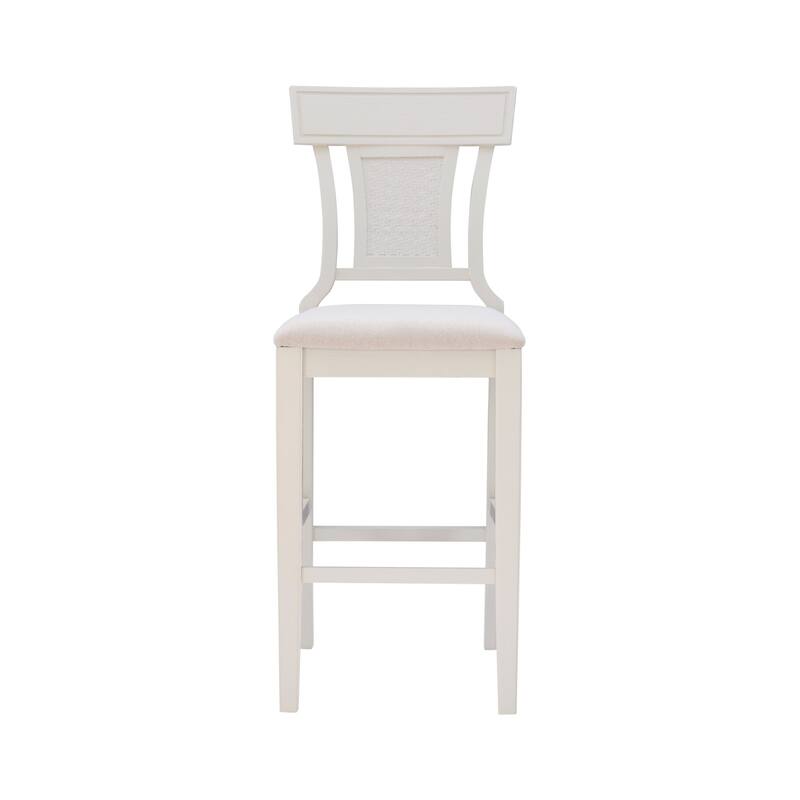 Wooden High Back Bar Stools - 47" - White and Beige