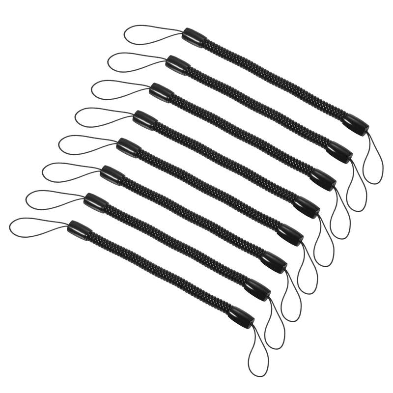 8pcs 5" Plastic Retractable Spring Coil Strap Key Holder Stylus Lanyard