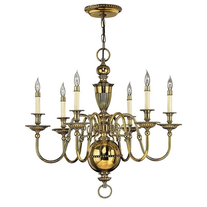 Hinkley Lighting Cambridge 6 Light 1 Tier Candle Style Chandelier - Burnished Brass