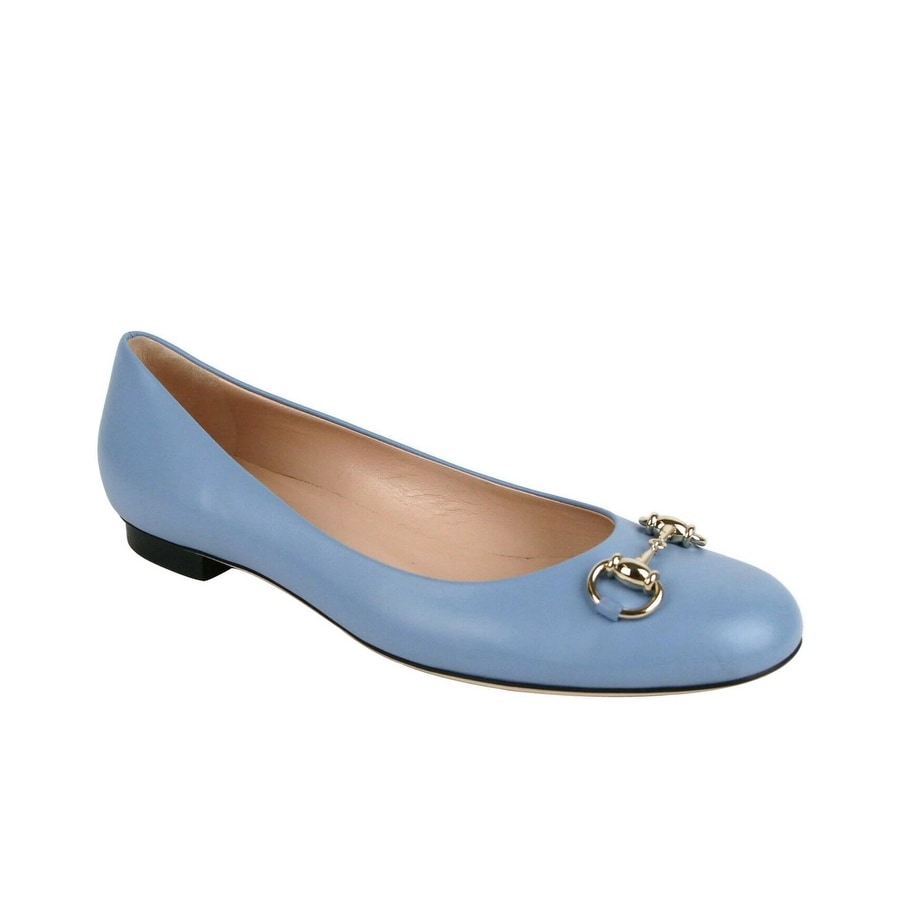 blue leather flats