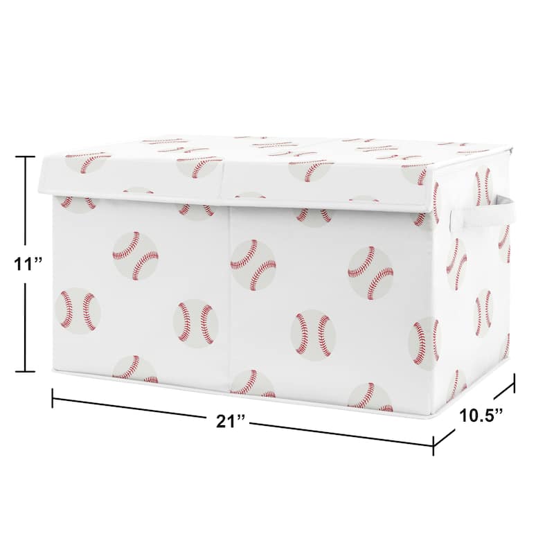 Sweet Jojo Designs Red and White Sports Baseball Patch Collection Boy Kids Fabric Toy Bin Storage