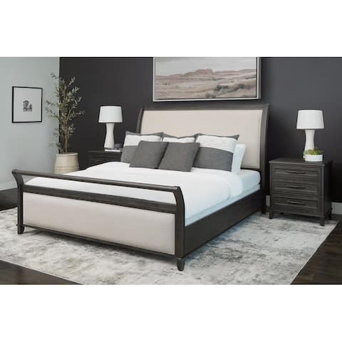 Abbyson Cindi 3 Piece Grey Bedroom Set with Sleigh Bed