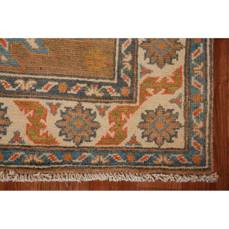 Brown Traditional Kazak Foyer Rug Hand-Knotted Wool Carpet - 2'7"x 4'0"