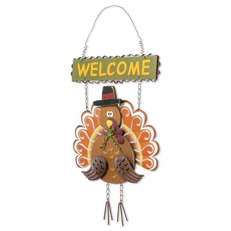 Glitzhome Thanksgiving Wooden Turkey Wall Hanging or Table Decor