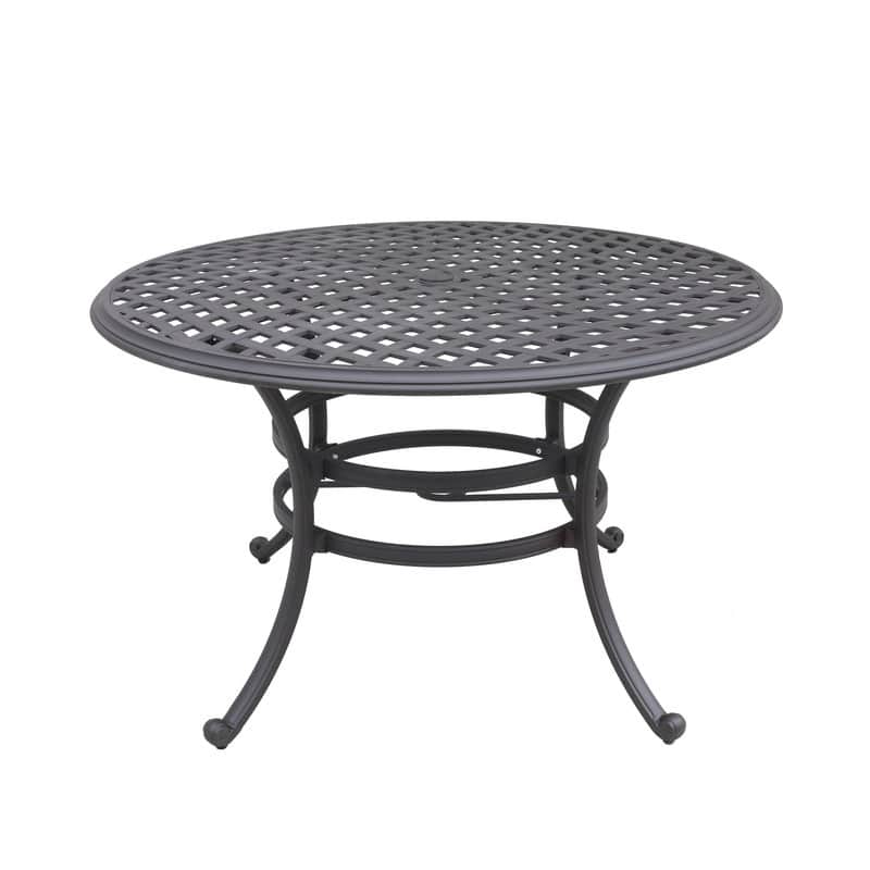 Torino Aluminum 5 Piece Round Dining Set with 4 Arm Chairs - N/A