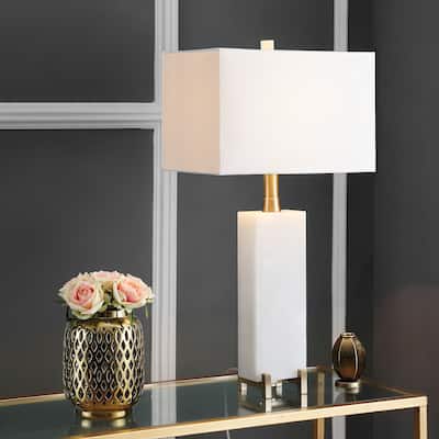 SAFAVIEH Lighting 30-inch Sloane Alabaster LED Table Lamp - 15"x8"x30"