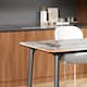 Minimalist Dining Table with Rectangular Sintered Stone and Tempered Glass Tabletop, Big Robust Aluminum Legs