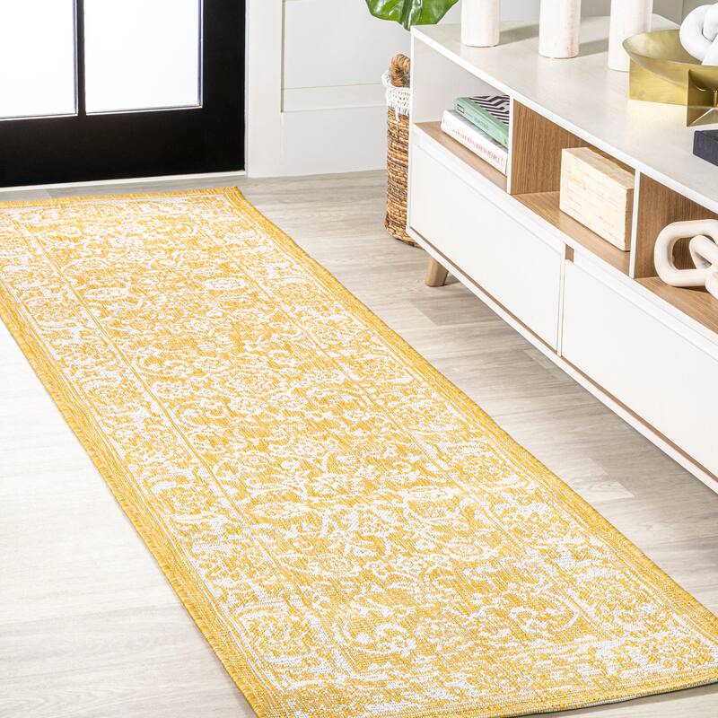 JONATHAN Y Sinjuri Bohemian Textured Weave Floral Indoor/Outdoor Area Rug