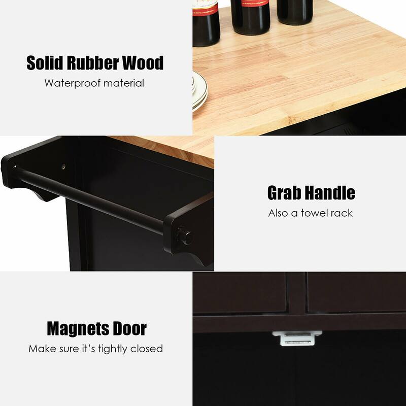 Costway Modern Rolling Kitchen Cart Island Storage Trolley Cabinet