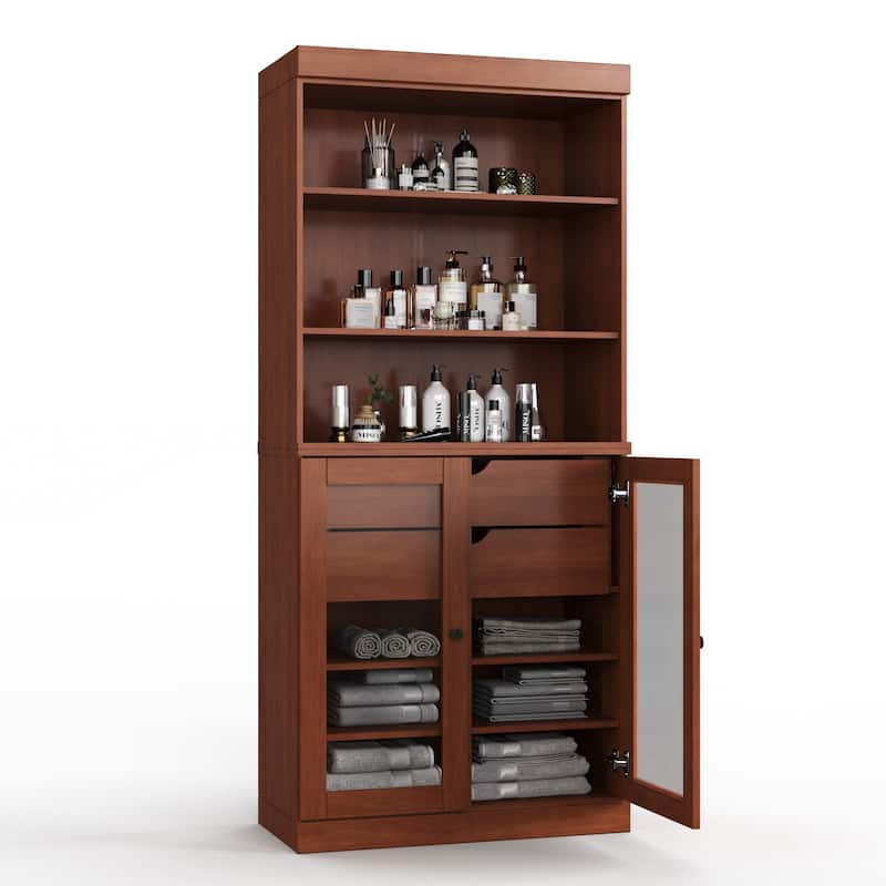 100% Solid Wood 32" Bathroom Cabinet with Optional Doors, 2-Drawers by Palace Imports
