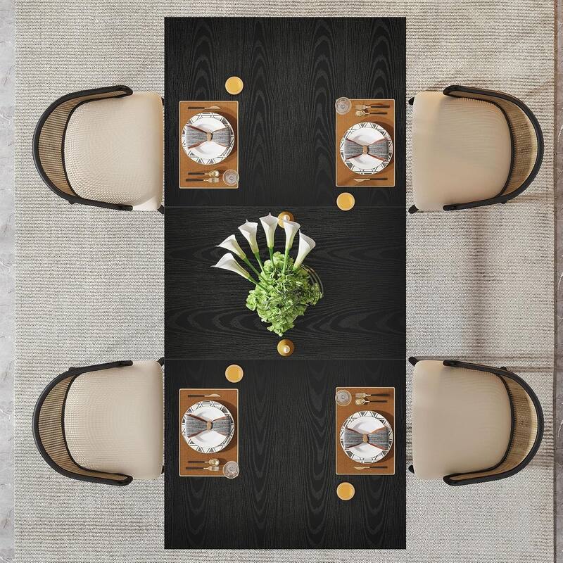 63" Rectangular Dining Table, Modern Kitchen Table with Faux Marble Top for Dining Room