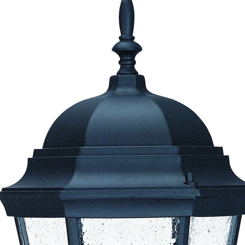 Matte Black Aluminum Seeded Swing Arm Glass Outdoor Wall Light Flush Mount - 10” x 9” x 21.5” (D x W x H)