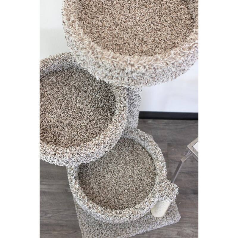 Solid Wood Multi-Level Cat Tree Condo with Deep Beds and Carpeted and Sisal Scratching Posts for Active Indoor Cats
