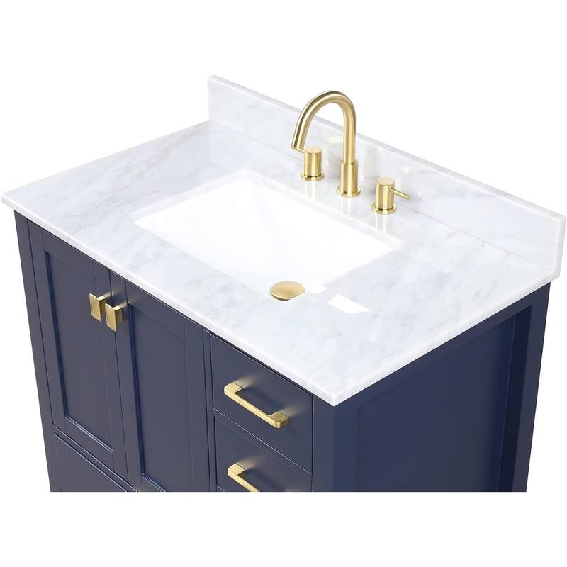 Blossom Geneva 36" Solid Wood Bathroom Vanity with Marble Top