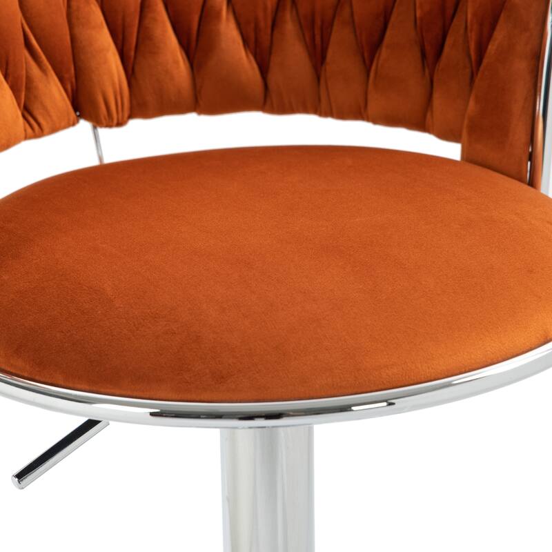 Modern Velvet Adjustable Swivel Bar Stools Set of 2