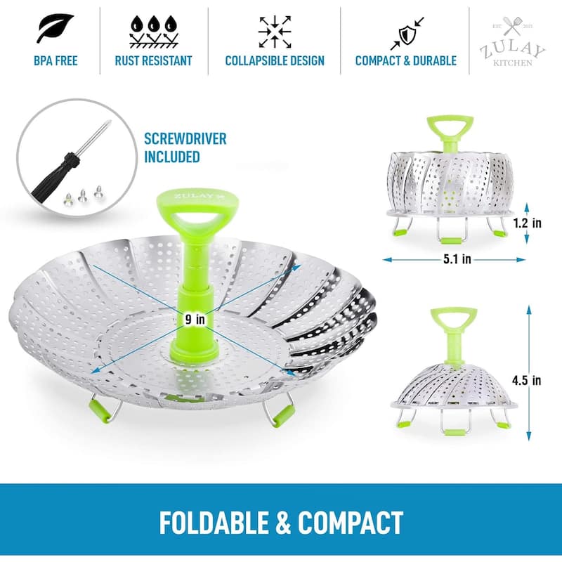 Zulay Kitchen Adjustable Vegetable Steamer Baskets For Cooking