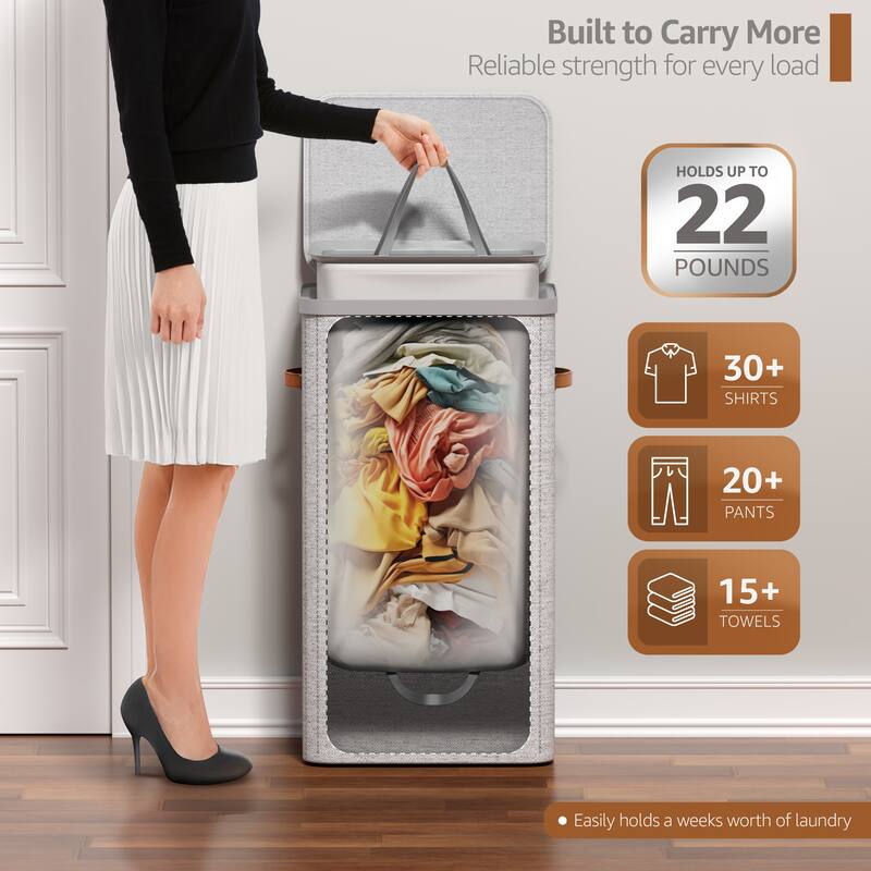 Sorbus 1-Compartment Laundry Basket with Removable Laundry Bag, Durable Organizer for Bathroom - 16.5" W x 12.5" D x 29.5" H