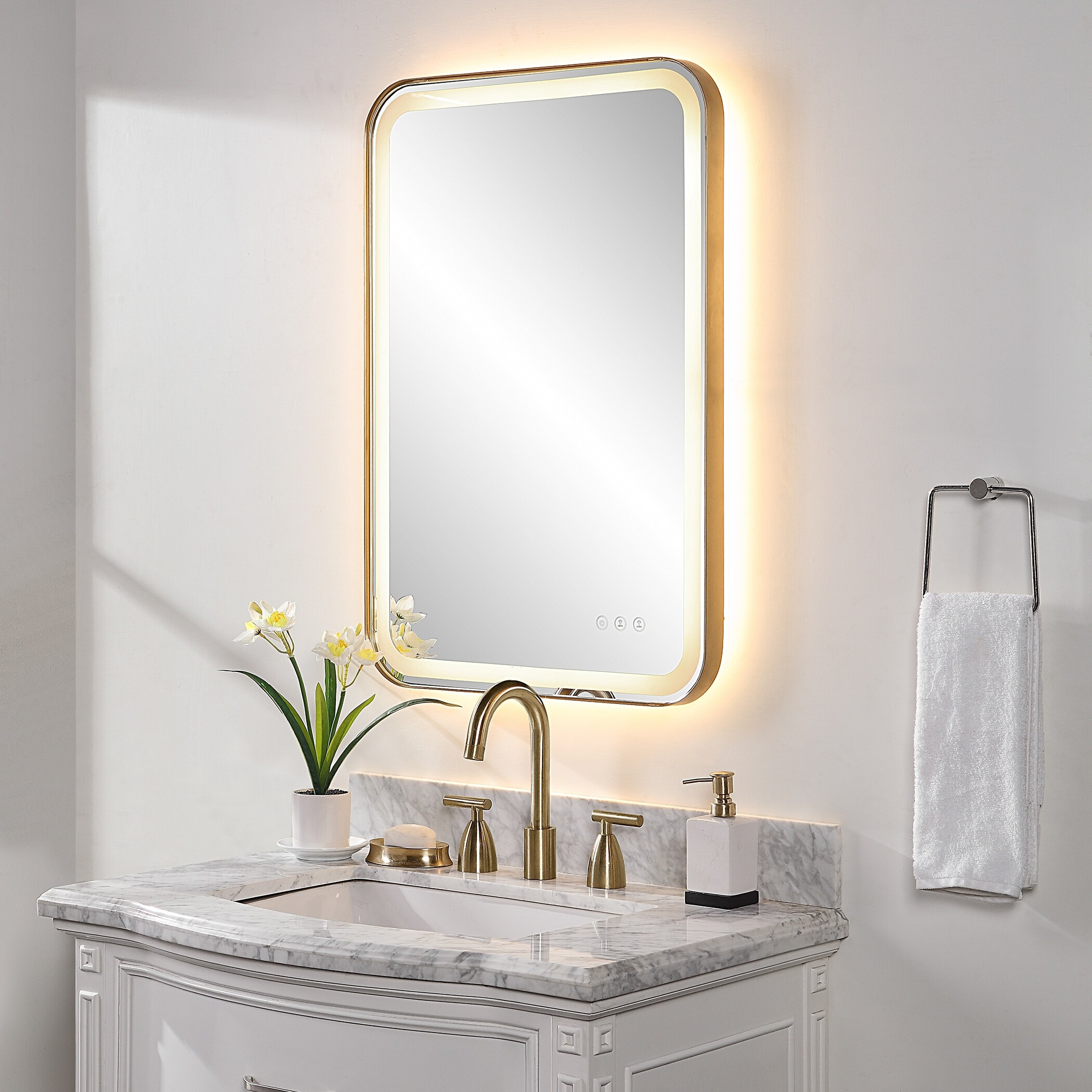 Brass Lighted Makeup Mirror 3d mon